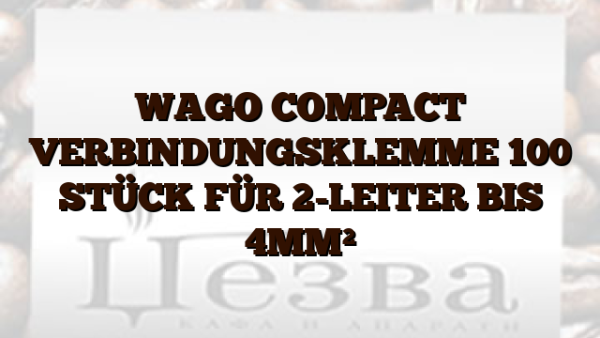 WAGO  COMPACT VERBINDUNGSKLEMME 100 STÜCK FÜR 2-LEITER BIS 4MM²